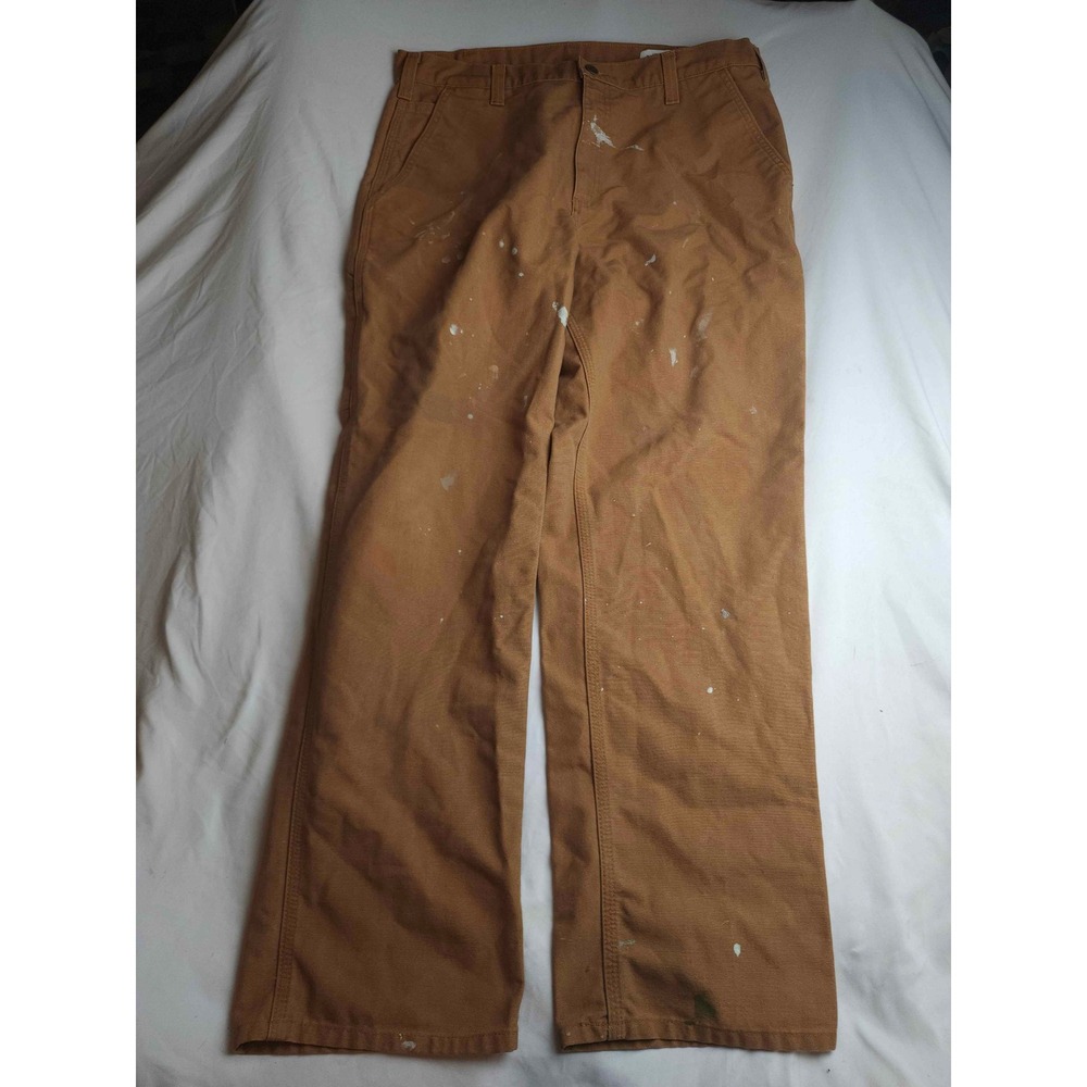 Carhartt Mens Brown Dungaree Fit Canvas Work Pants 36x32